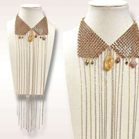 Free People Ariana Ost No Halo Body Chain NWT Necklace Fringe Bohemian Crystal - Picture 5 of 17